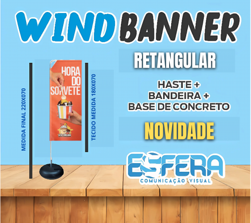 Wind Banner Retangular Completo Base Concreto
